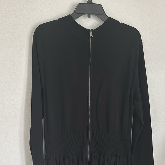 Ted Baker Women Black Sheer Argyle Skater Dress Long Sleeve Size 16-18